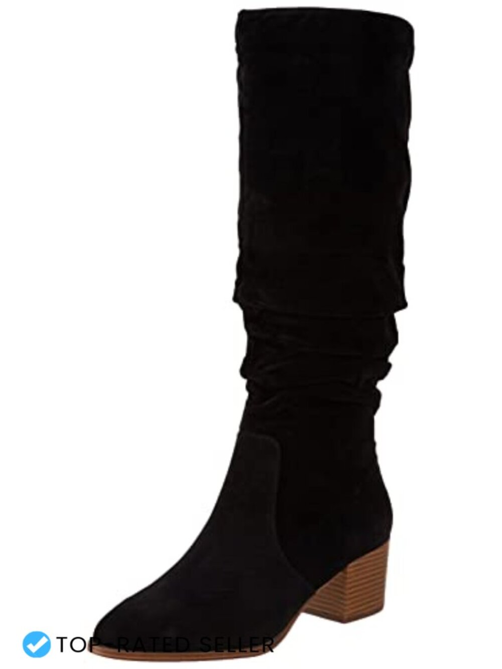 Women's Tall Block Heel Knee-High Boots Faux Suede Memory Foam Zip